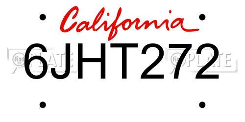 6JHT272 California License Plate
