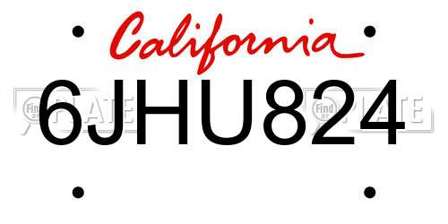 6JHU824 California License Plate