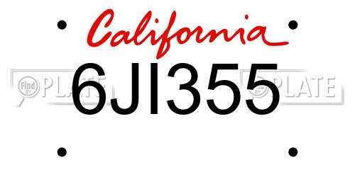6JI355 California License Plate