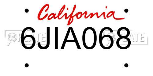 6JIA068 California License Plate