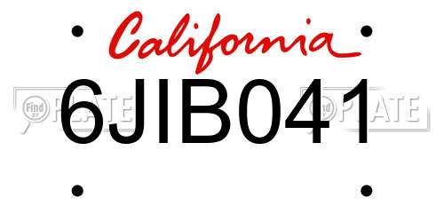6JIB041 California License Plate