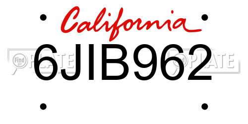 6JIB962 California License Plate