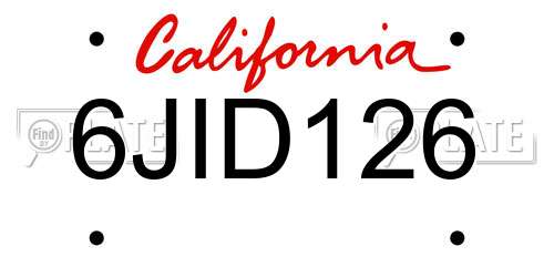 6JID126 California License Plate