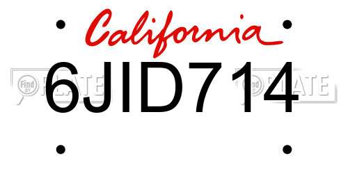 6JID714 California License Plate