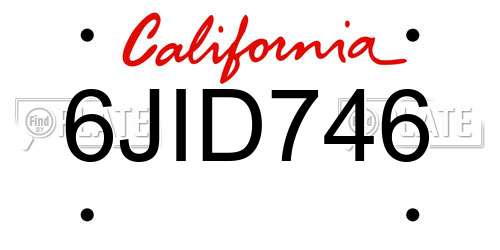 6JID746 California License Plate