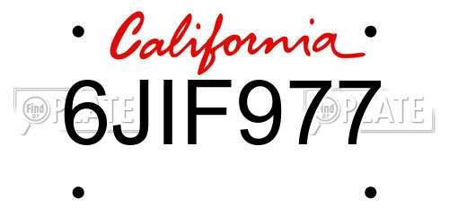 6JIF977 California License Plate