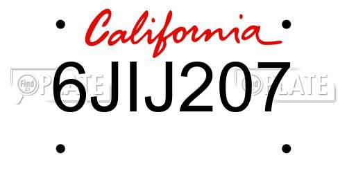 6JIJ207 California License Plate