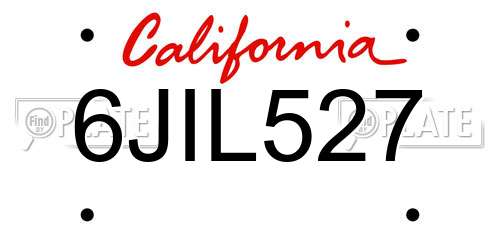 6JIL527 California License Plate