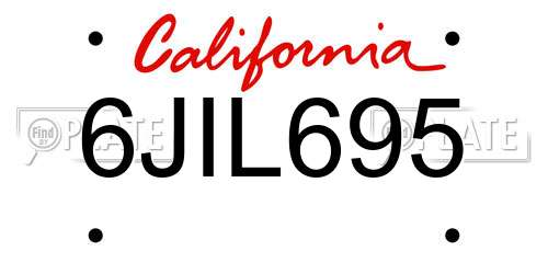 6JIL695 California License Plate
