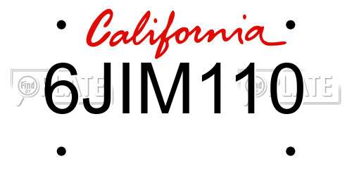 6JIM110 California License Plate