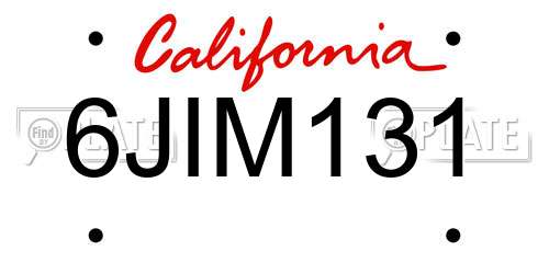 6JIM131 California License Plate