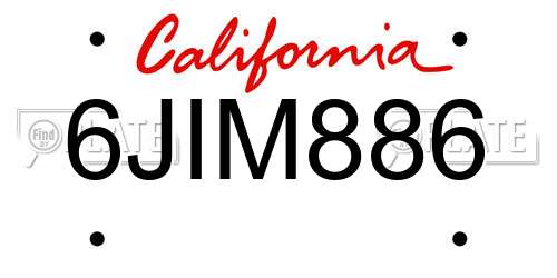 6JIM886 California License Plate