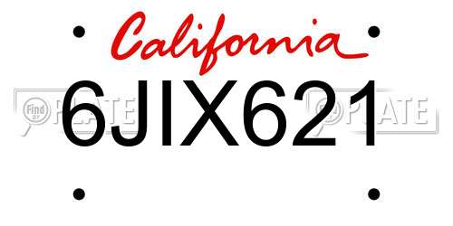 6JIX621 California License Plate