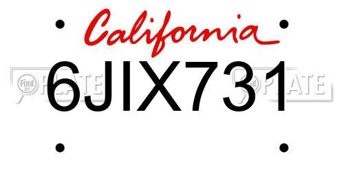 6JIX731 California License Plate