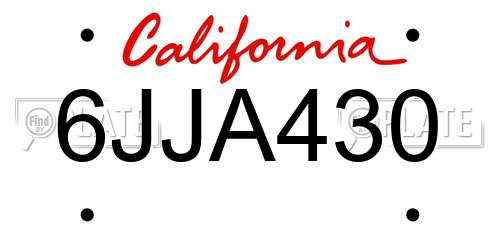 6JJA430 California License Plate