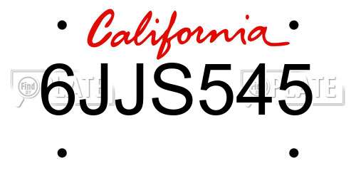 6JJS545 California License Plate