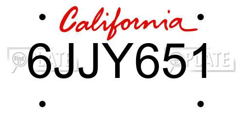 6JJY651 California License Plate
