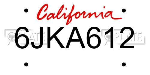6JKA612 California License Plate