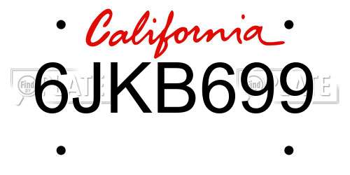 6JKB699 California License Plate