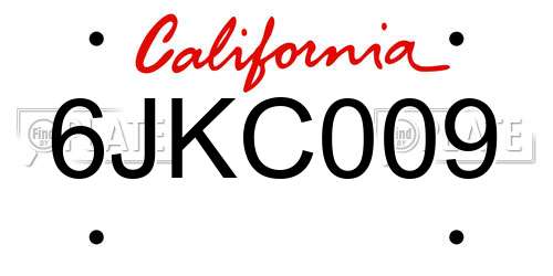 6JKC009 California License Plate