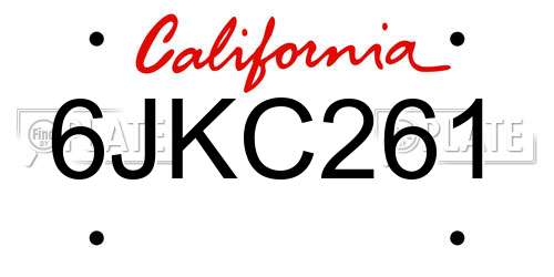 6JKC261 California License Plate