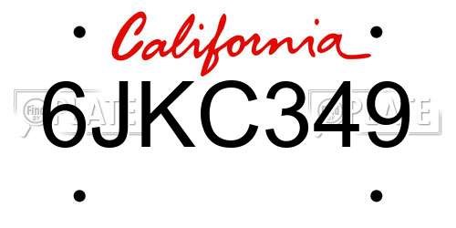 6JKC349 California License Plate