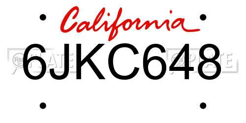 6JKC648 California License Plate