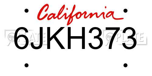 6JKH373 California License Plate