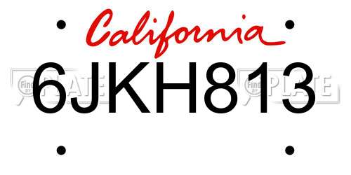 6JKH813 California License Plate