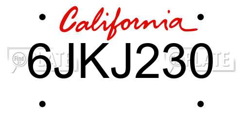 6JKJ230 California License Plate
