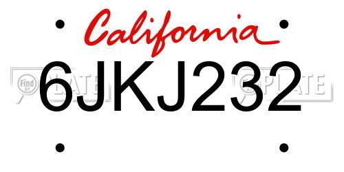 6JKJ232 California License Plate