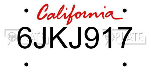 6JKJ917 California License Plate