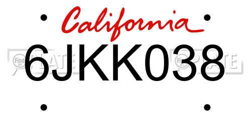 6JKK038 California License Plate