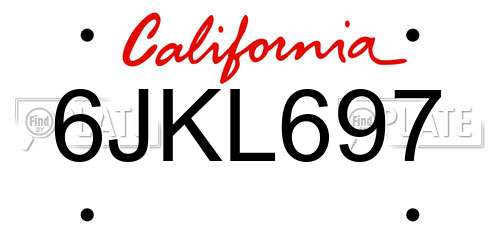 6JKL697 California License Plate