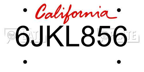 6JKL856 California License Plate
