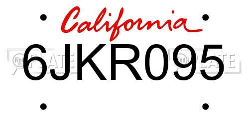 6JKR095 California License Plate