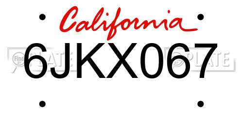 6JKX067 California License Plate
