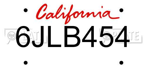 6JLB454 California License Plate