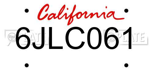 6JLC061 California License Plate