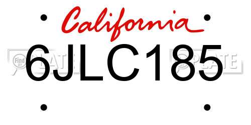 6JLC185 California License Plate