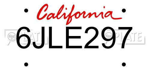 6JLE297 California License Plate