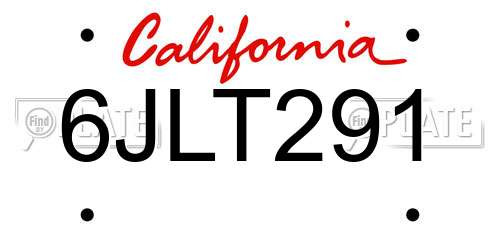6JLT291 California License Plate