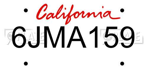 6JMA159 California License Plate