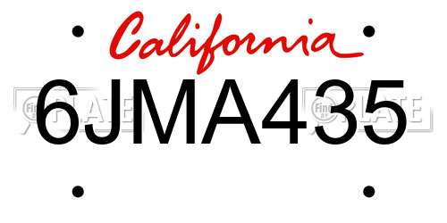 6JMA435 California License Plate