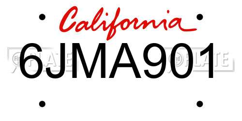 6JMA901 California License Plate