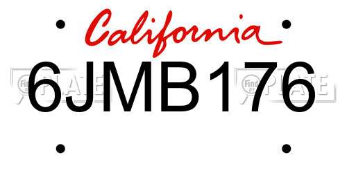 6JMB176 California License Plate