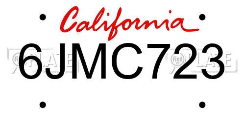 6JMC723 California License Plate