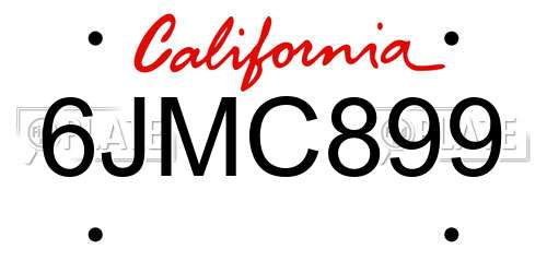 6JMC899 California License Plate