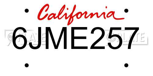 6JME257 California License Plate