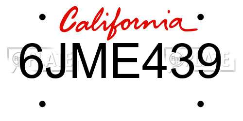 6JME439 California License Plate